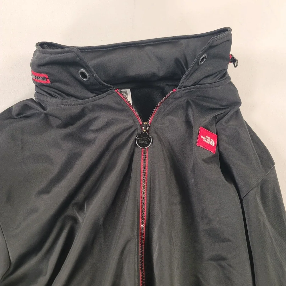 The North Face Hooded Full Zip Jacket Black Red Hidden Hood Men's Large
